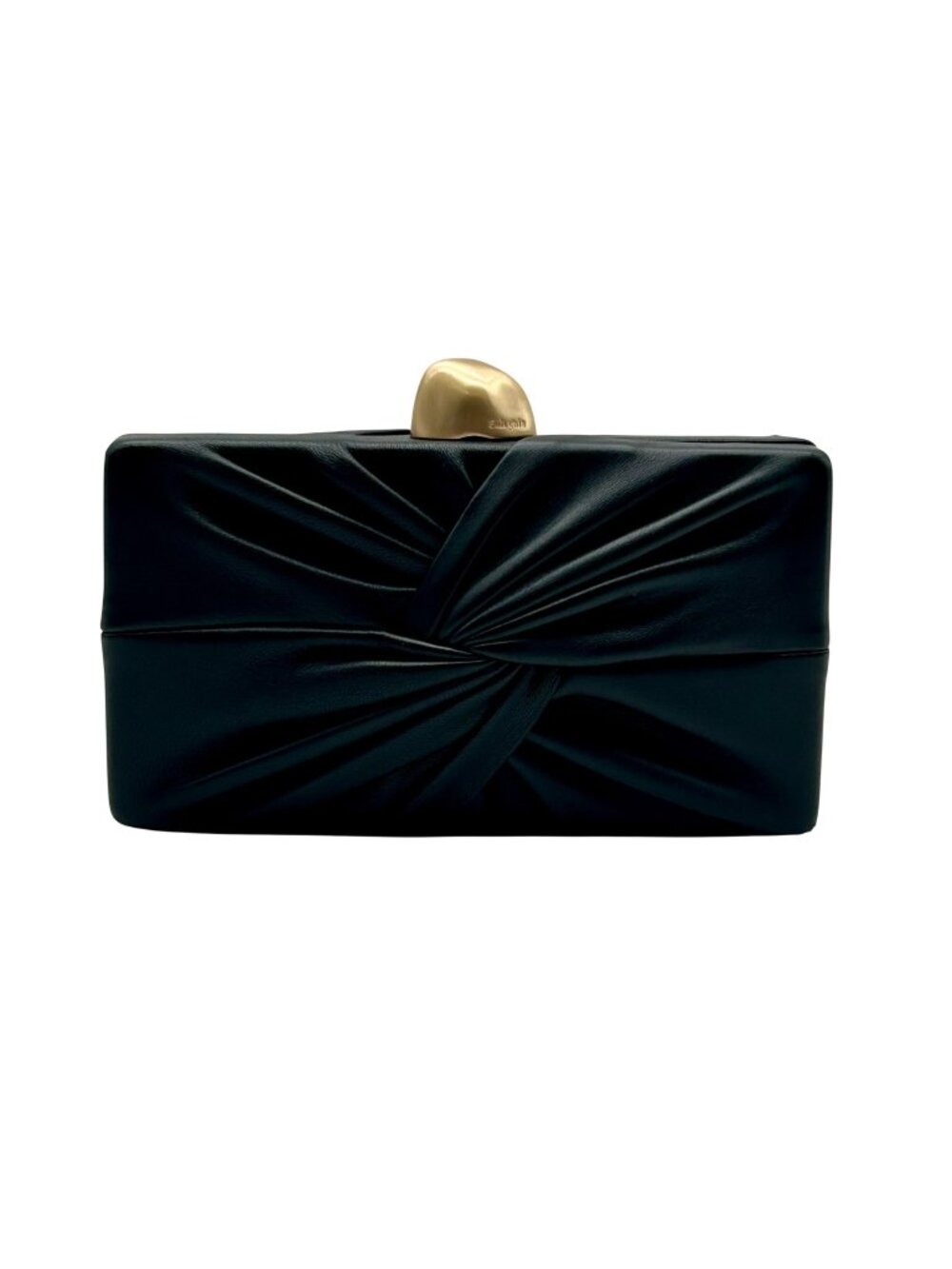 Cult Gaia Lisse Black Fabric Leather Clutch